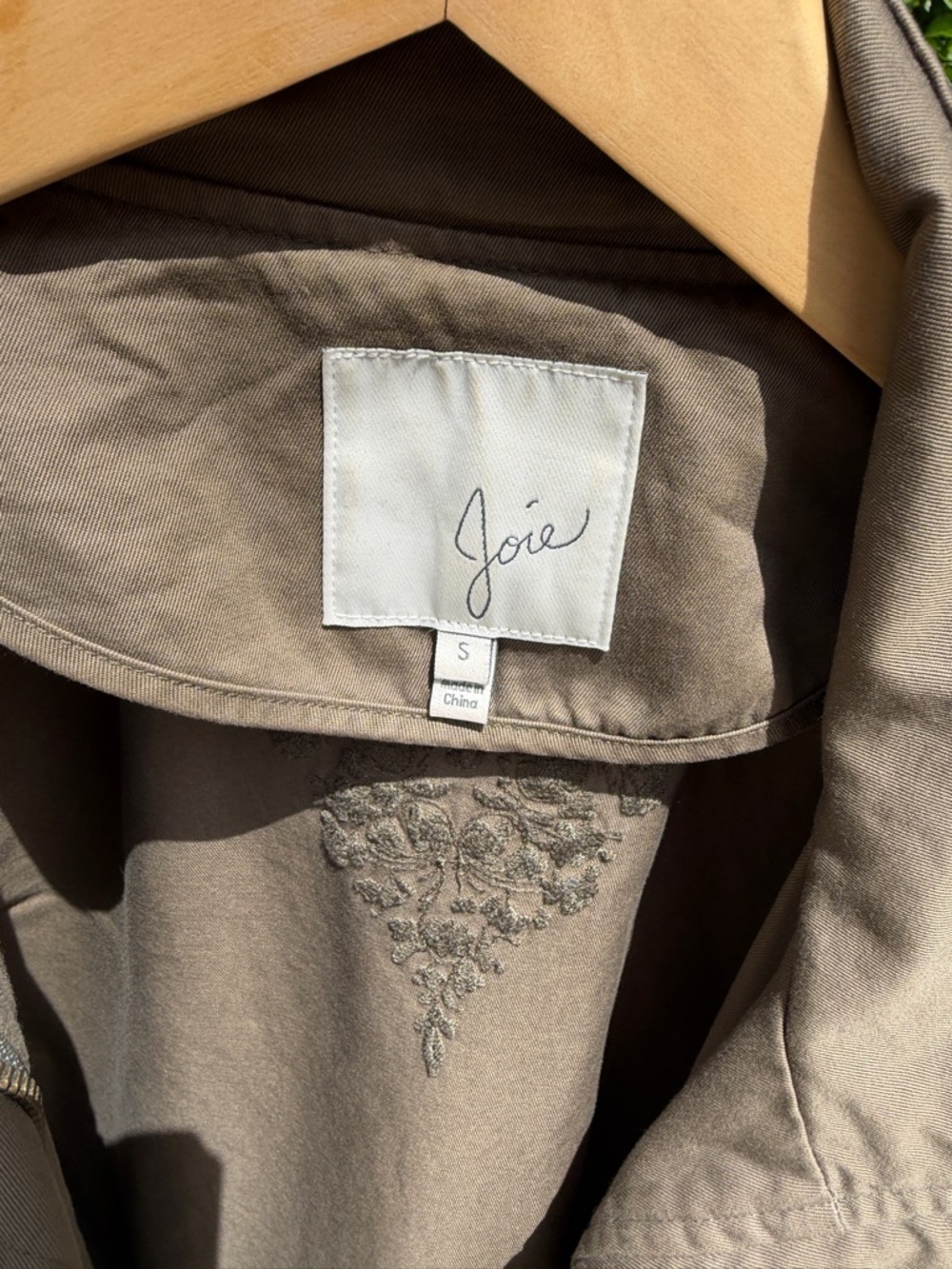 Joie Olive Utility Jacket Small Embroidered Military Style - Picture 2 of 3